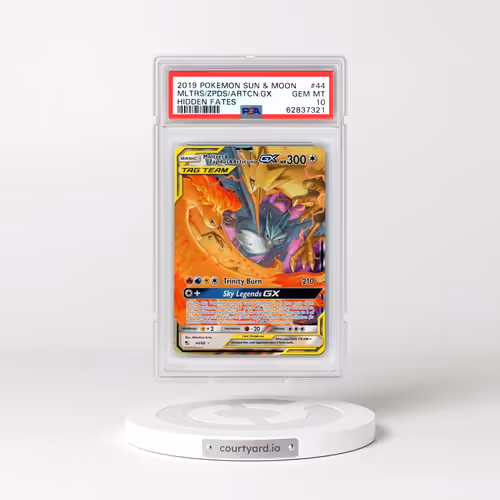 2019 Pokémon Sun & Moon Hidden Fates #44 Moltres & Zapdos & Articuno GX - Holo (PSA 10 GEM MINT)