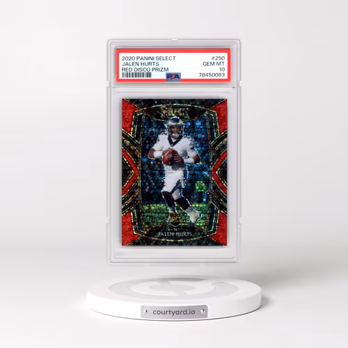 2020 Panini Select #250 Jalen Hurts - Red Disco Prizm (PSA 10 GEM MINT)