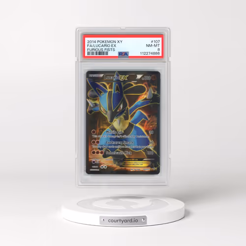 2014 Pokémon XY Furious Fists #107 Lucario EX - Holo Full Art (PSA 8 NM-MT)