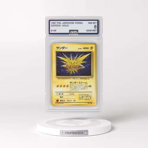 1997 Japanese Fossil #145 Zapdos - Holo (AGS 8 NM-MT)