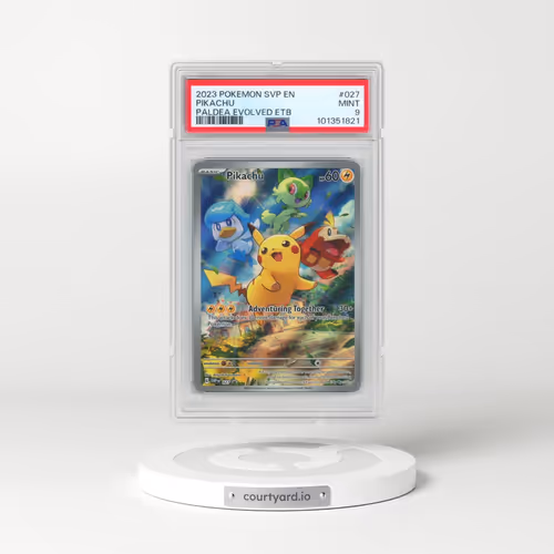 2023 Pokémon Svp EN-SV Black Star Promo #027 Pikachu - Paldea Evolved Elite Trainer Box (PSA 9 MINT)