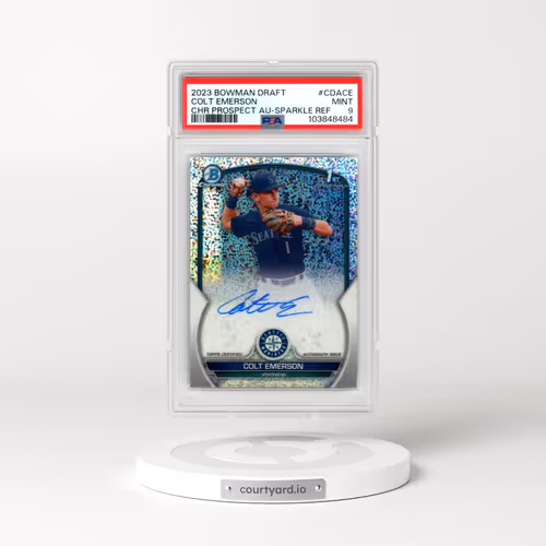 2023 Bowman Draft Chrome Prospect Autograph #CDACE Colt Emerson - Sparkle Refractor (PSA 9 MINT)