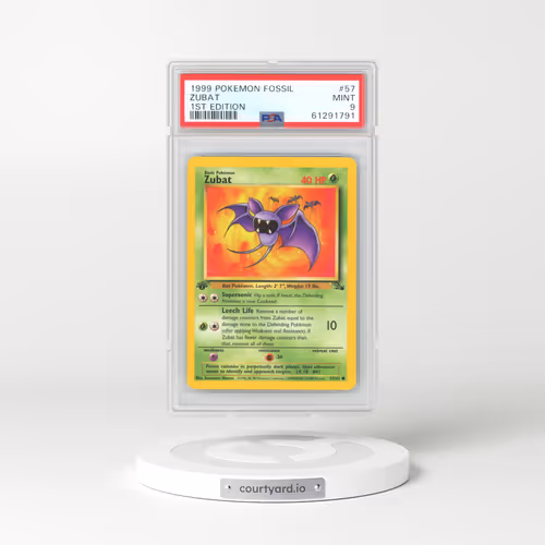 1999 Fossil #57 Zubat - 1st Edition (PSA 9 MINT)