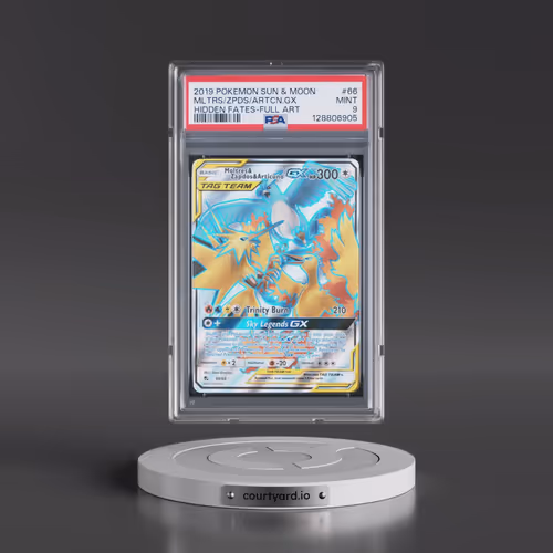2019 Pokémon Sun & Moon Hidden Fates #66 Moltres & Zapdos & Articuno GX - Holo Full Art (PSA 9 MINT)