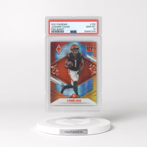 2021 Panini Phoenix #105 JA'Marr Chase - Fire Burst (PSA 10 GEM MINT)