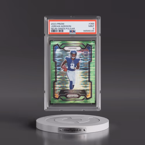 2023 Panini Prizm #368 Jordan Addison - Neon Green Pulsar (PSA 9 MINT)