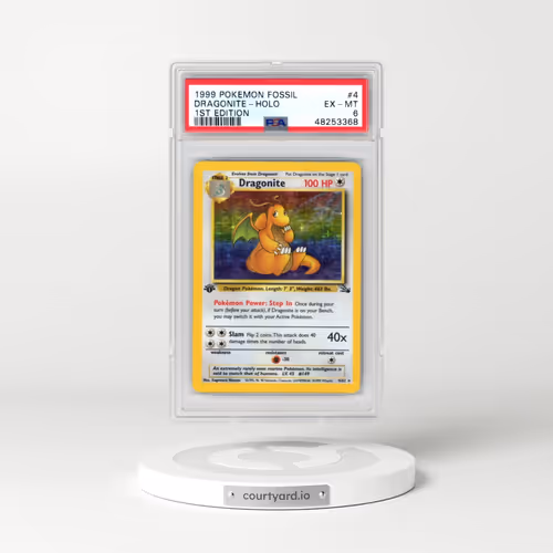 1999 Pokémon Fossil #4 Dragonite - 1st Edition Holo (PSA 6 EX-MT)