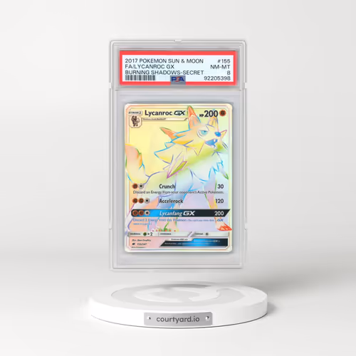 2017 Pokémon Sun & Moon Burning Shadows #155 Lycanroc GX - Holo Full Art Secret (PSA 8 NM-MT)
