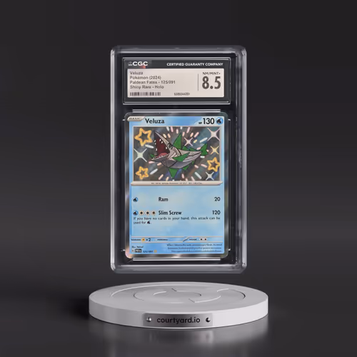 2024 Paldean Fates - PAF EN #125/091 Veluza - Shiny Rare Holo (CGC 8.5 NM-MT+)
