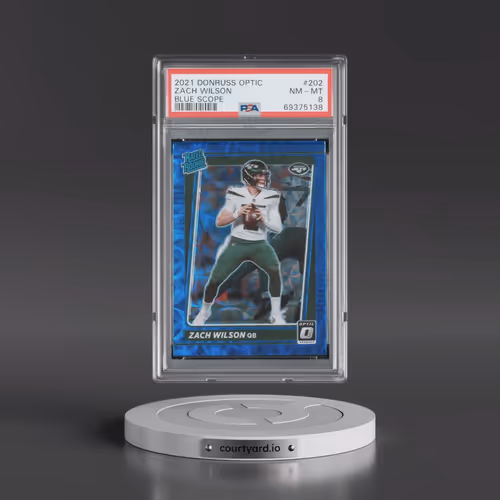 2021 Panini Donruss Optic #202 Zach Wilson - Blue Scope (PSA 8 NM-MT)