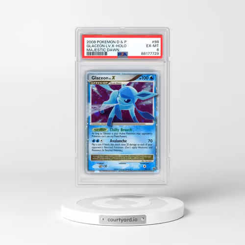 2008 Pokémon Diamond & Pearl Majestic Dawn #98 Glaceon LV.X - Holo (PSA 6 EX-MT)