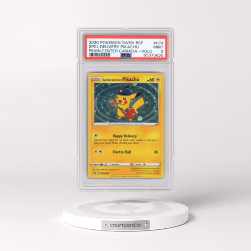 2020 Pokémon Swsh Black Star Promo #074 Special Delivery Pikachu - Holo Pokemon Center Canada (PSA 9