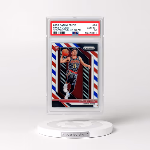 2018 Panini Prizm #78 Trae Young - Red/White/Blue Prizm (PSA 10 GEM MINT)