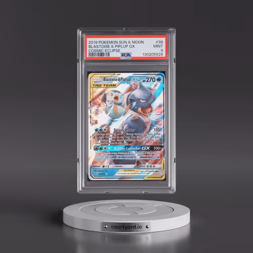 2019 Pokémon Sun & Moon Cosmic Eclipse #38 Blastoise & Piplup GX - Holo (PSA 9 MINT)