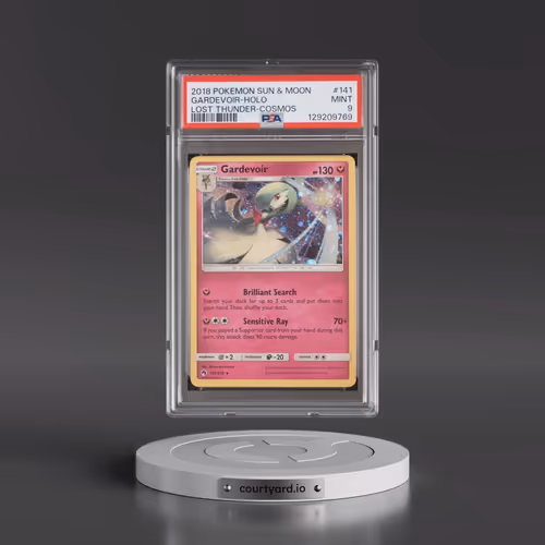 2018 Pokémon Sun & Moon Lost Thunder #141 Gardevoir - Holo Cosmos (PSA 9 MINT)