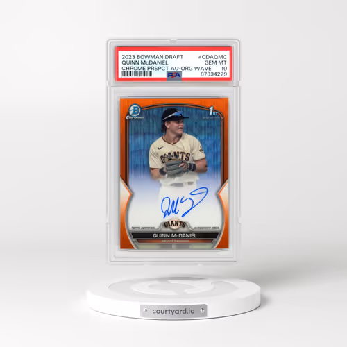 2023 Bowman Draft Chrome Prospect Autograph #CDAQMC Quinn McDaniel - Orange Wave (PSA 10 GEM MINT)