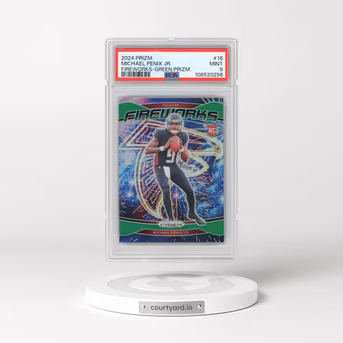 2024 Panini Prizm Fireworks #16 Michael Penix Jr. - Green Prizm (PSA 9 MINT)
