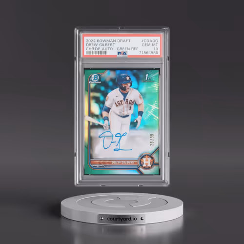 2022 Bowman Draft Chrome Draft Pick Autographs #CDADG Drew Gilbert - Green Refractor (PSA 10 GEM MIN
