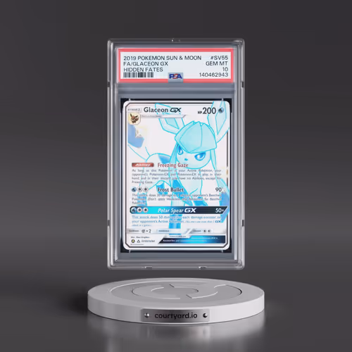 2019 Pokémon Sun & Moon Hidden Fates #SV55 Glaceon GX - Holo Full Art (PSA 10 GEM MINT)
