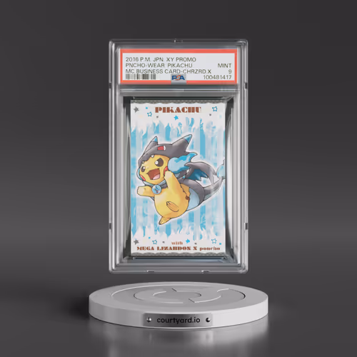 2016 Pokémon XY Promo Poncho-Wearing Pikachu - Mega Campaign Business Card-Charizard X (PSA 9 MINT)