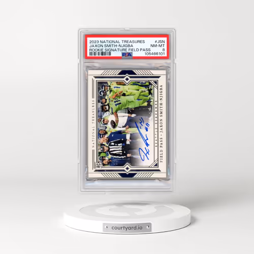 2023 Panini National Treasures Rookie Signatures Field Pass #JSN Jaxon Smith-Njigba (PSA 8 NM-MT)