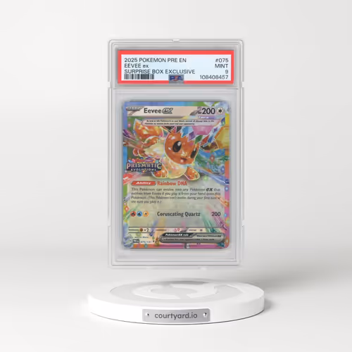 2025 Pokémon Pre EN-Prismatic Evolutions #075 Eevee EX - Holo Surprise Box Exclusive (PSA 9 MINT)