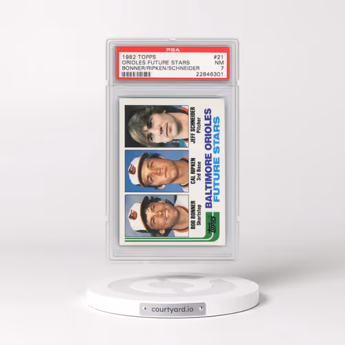 1982 Topps #21 Orioles Future Stars - Bonner/Ripken/Schneider (PSA 7 NM)