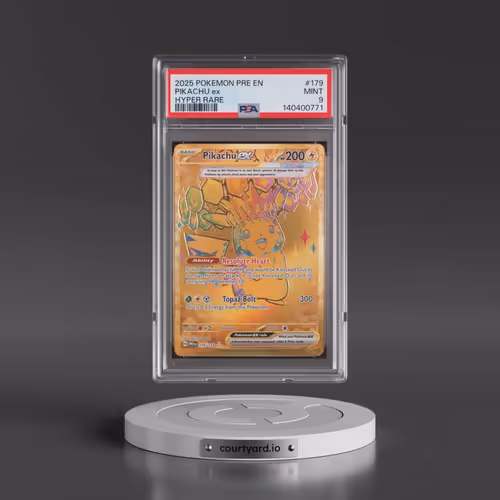 2025 Pokémon Pre EN-Prismatic Evolutions #179 Pikachu EX - Holo Hyper Rare (PSA 9 MINT)
