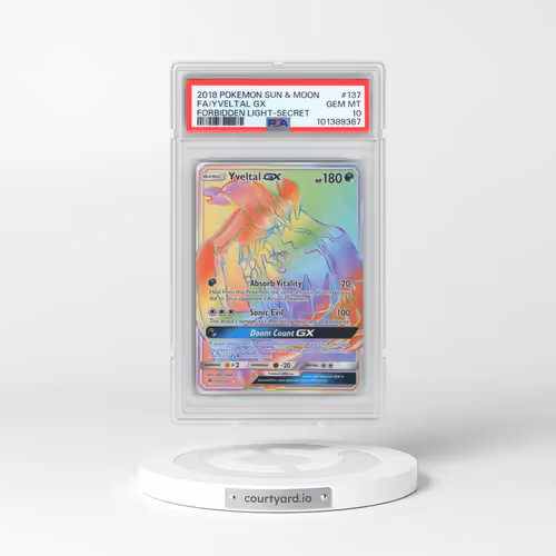 2018 Pokémon Sun & Moon Forbidden Light #137 Yveltal GX - Holo Full Art Secret (PSA 10 GEM MINT)