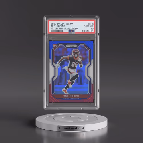 2020 Panini Prizm #308 Tee Higgins - Red/White/Blue Prizm (PSA 10 GEM MINT)
