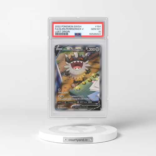 2022 Pokémon Sword & Shield Lost Origin #184 Galarian Perrserker V - Holo Full Art (PSA 10 GEM MINT)