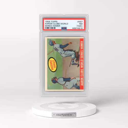 1959 Topps #467 Aaron Clubs World - Series Homer (PSA 7 NM)