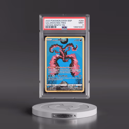 2023 Pokémon Swsh Black Star Promo #284 Galarian Moltres - Crown Zenith Tin (PSA 9 MINT)