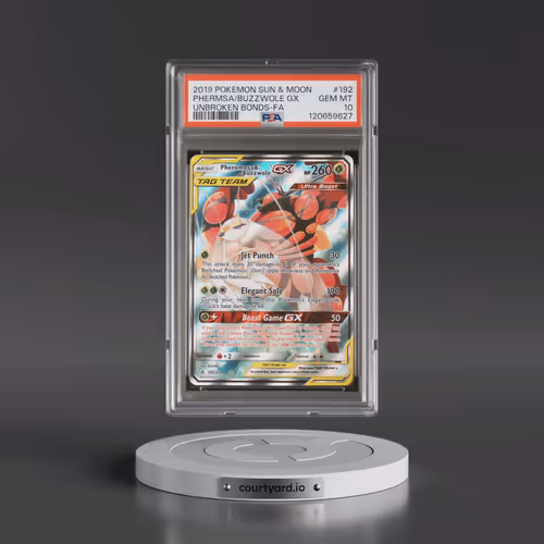2019 Pokémon Sun & Moon Unbroken Bonds #192 Pheromosa & Buzzwole GX - Holo Full Art (PSA 10 GEM MINT