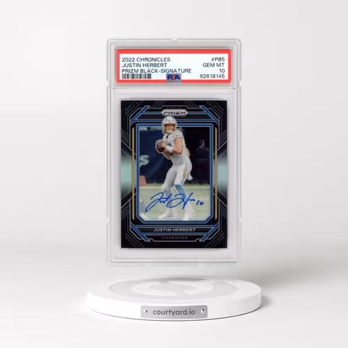 2022 Panini Chronicles Prizm Black #PB5 Justin Herbert - Signature (PSA 10 GEM MINT)
