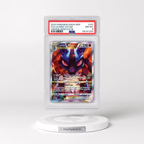 2023 Pokémon Swsh Black Star Promo #291 Lucario Vstar - Full Art Crown Zenith Elite Trainer Box (PSA 8 NM-MT)