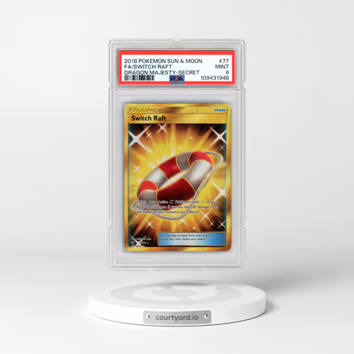 2018 Pokémon Sun & Moon Dragon Majesty #77 Switch Raft - Full Art Secret (PSA 9 MINT)