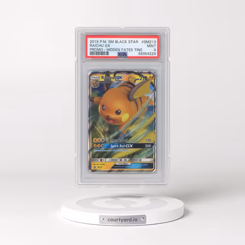 2019 Pokémon SM Black Star Promo #SM213 Raichu GX - Holo Hidden Fates Tins (PSA 9 MINT)