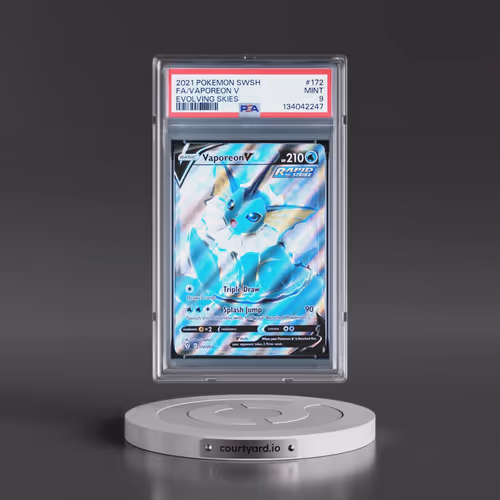 2021 Pokémon Sword & Shield Evolving Skies #172 Vaporeon V - Holo Full Art (PSA 9 MINT)