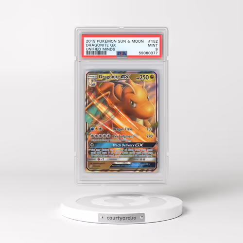 2019 Pokémon Sun & Moon Unified Minds #152 Dragonite GX - Holo (PSA 9 MINT)