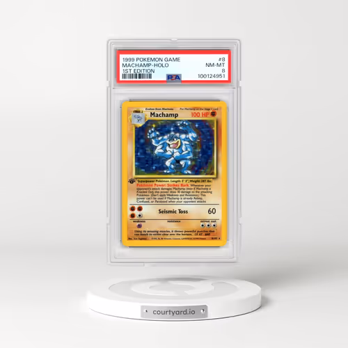 1999 Pokémon Game #8 Machamp - 1st Edition Holo (PSA 8 NM-MT)