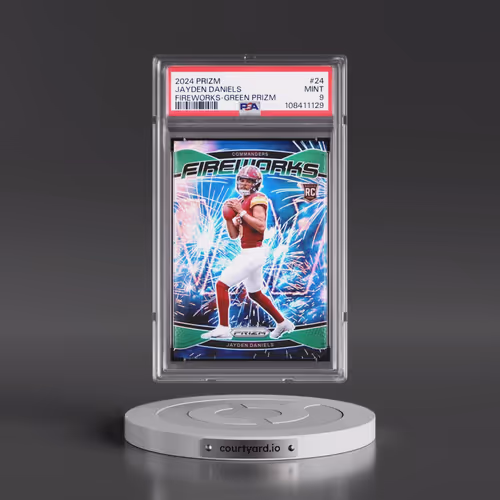 2024 Panini Prizm Fireworks #24 Jayden Daniels - Green Prizm (PSA 9 MINT)