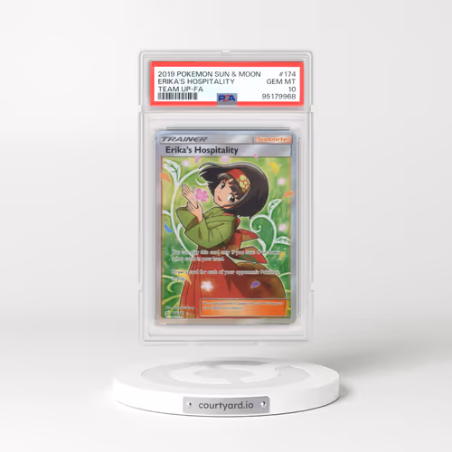 2019 Pokémon Sun & Moon Team Up #174 Erika's Hospitality - Full Art (PSA 10 GEM MINT)