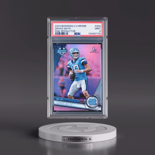 2023 Bowman University Chrome #200 Drake Maye - Pink Refractor (PSA 9 MINT)