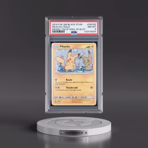 2019 Pokémon SM Black Star Promo #SM162 Pikachu - Holo Team Up Single Pack Blisters (PSA 8 NM-MT)