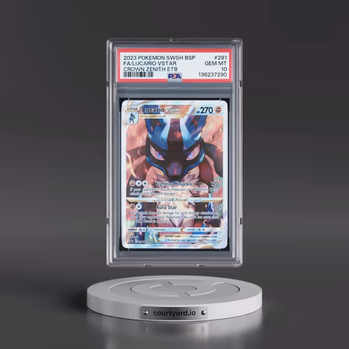 2023 Pokémon Swsh Black Star Promo #291 Lucario Vstar - Full Art Crown Zenith Elite Trainer Box (PSA