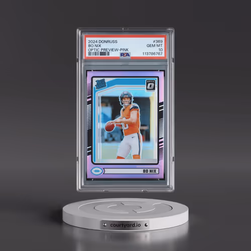 2024 Panini Donruss #369 Bo Nix - Optic Preview-Pink (PSA 10 GEM MINT)