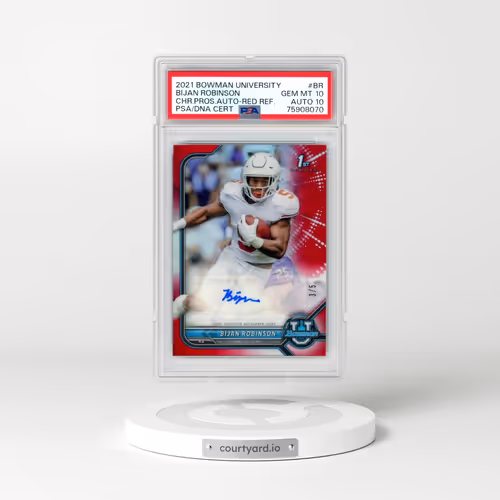 2021 Bowman University Chrome Prospect Autographs #BR Bijan Robinson - Red Refractor (PSA 10 GEM MIN