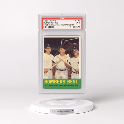 1963 Topps #173 Bombers' Best - Tresh/Mantle/Richardson (PSA 5 EX)