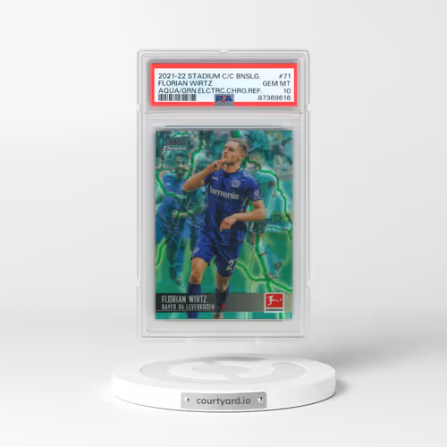 2021 Topps Stadium Club Chrome Bundesliga #71 Florian Wirtz - Aqua/Green Electric Charge Refractor (PSA 10 GEM MINT)